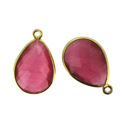 Wholesale Gold plated Sterling Silver Teardrop Pink Monalisa Bezel Gemstone Pendant, Wholesale Gemstone Pendants for Jewelry Making