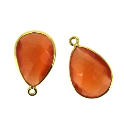 Wholesale Gold plated Sterling Silver Teardrop Orange Monalisa Bezel Gemstone Pendant, Wholesale Gemstone Pendants for Jewelry Making