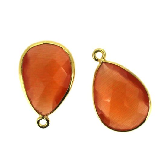 Wholesale Gold plated Sterling Silver Teardrop Orange Monalisa Bezel Gemstone Pendant, Wholesale Gemstone Pendants for Jewelry Making