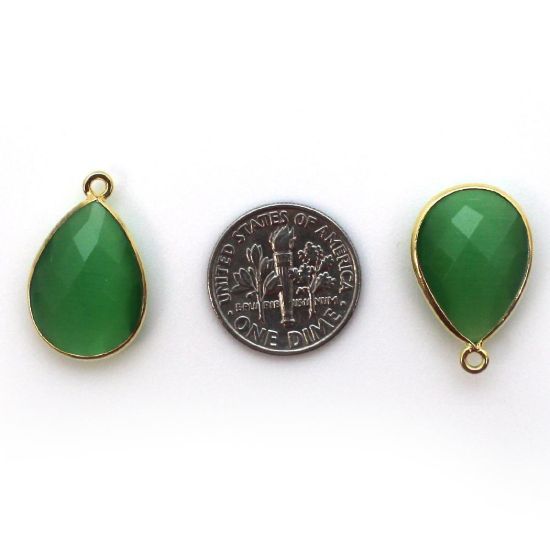 Wholesale Gold plated Sterling Silver Teardrop Green Monalisa Bezel Gemstone Pendant, Wholesale Gemstone Pendants for Jewelry Making