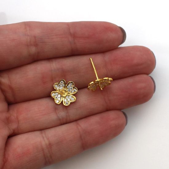 Wholesale Gold Plated Sterling Silver Flower Earwire for Jewelry Making, Wholesale Earwire and Findings
