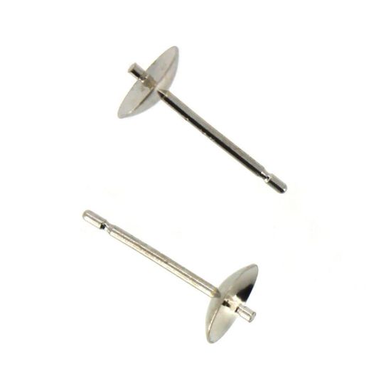 Wholesale 14K White Gold Earrings Posts with Cups - 3mm(1 pair)