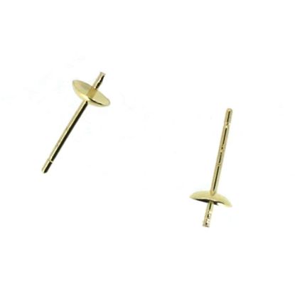 Wholesale 14K Yellow Gold Earrings Posts with Cups (3mm)(1 pair)
