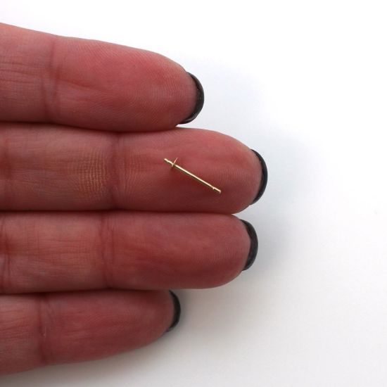 Wholesale 14K Yellow Gold Earrings Posts with Cups (3mm)(1 pair)