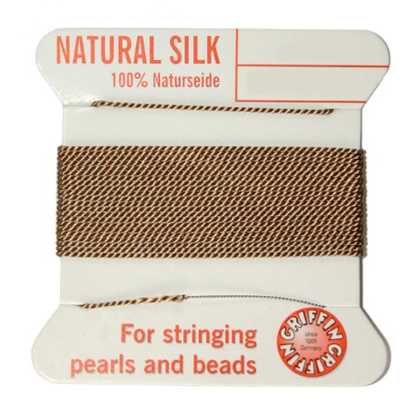 Wholesale Griffin Silk Beading Cord with Needle, Sizes 2, 4, 6 -Silk Beige Thread-Sold per 3 pack
