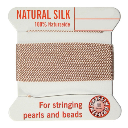 Wholesale Griffin Silk Beading Cord with Needle, Sizes 2, 4, 6 -Silk Light Pink Thread-Sold per 3 pack