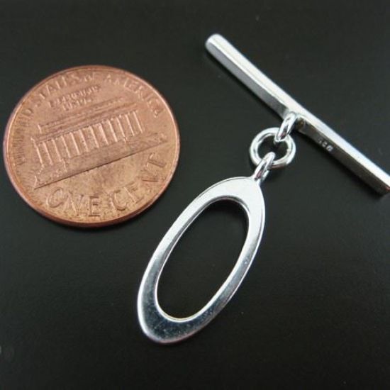 Wholesale Sterling Silver Oval Shape Toggle - 19mm (1 set)