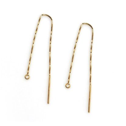 Wholesale 14K Yellow Gold Ear Thread, Long Dangle Threader Gold Earrings-Threader Earrings