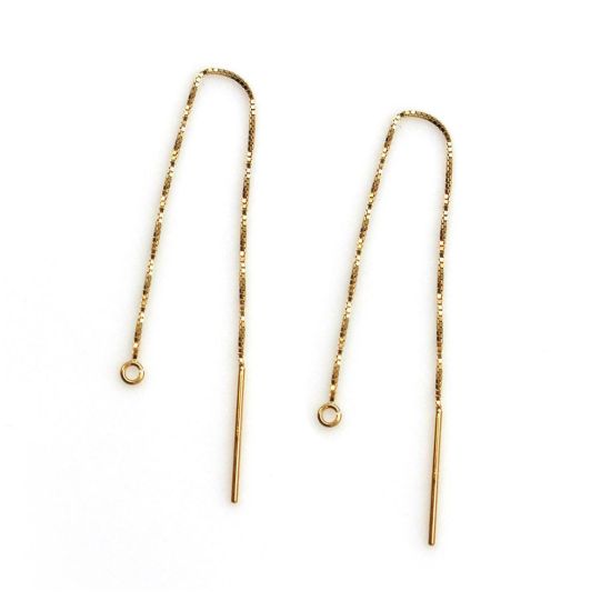Wholesale 14K Yellow Gold Ear Thread, Long Dangle Threader Gold Earrings-Threader Earrings