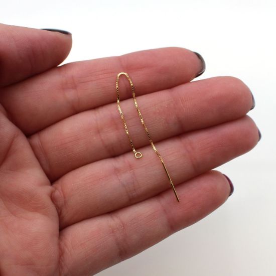 Wholesale 14K Yellow Gold Ear Thread, Long Dangle Threader Gold Earrings-Threader Earrings