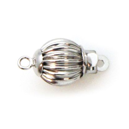 Wholesale 14K White Gold Round Corrugated Ball Clasp (7mm)
