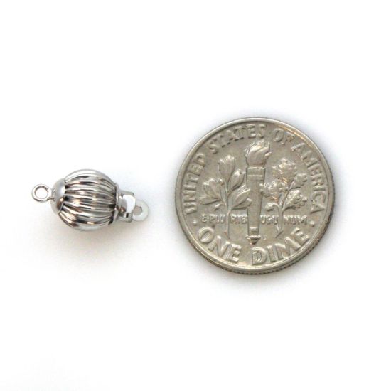 Wholesale 14K White Gold Round Corrugated Ball Clasp (7mm)