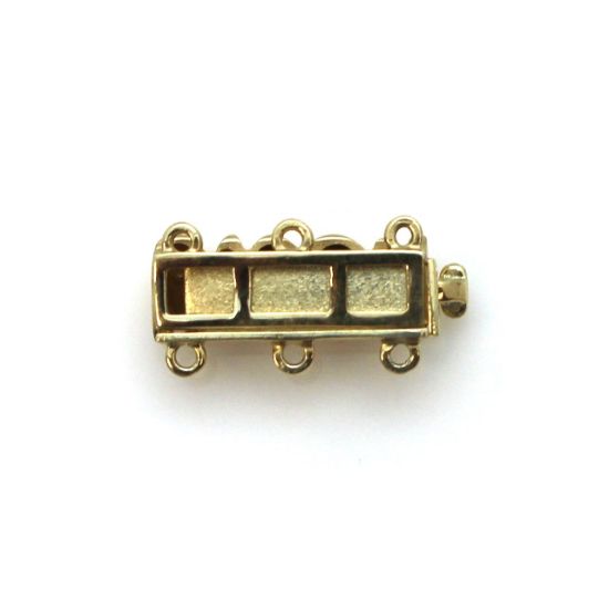 Wholesale 14K Yellow Gold Fancy Rectangular Sliding Push Clasp with 6 Rings