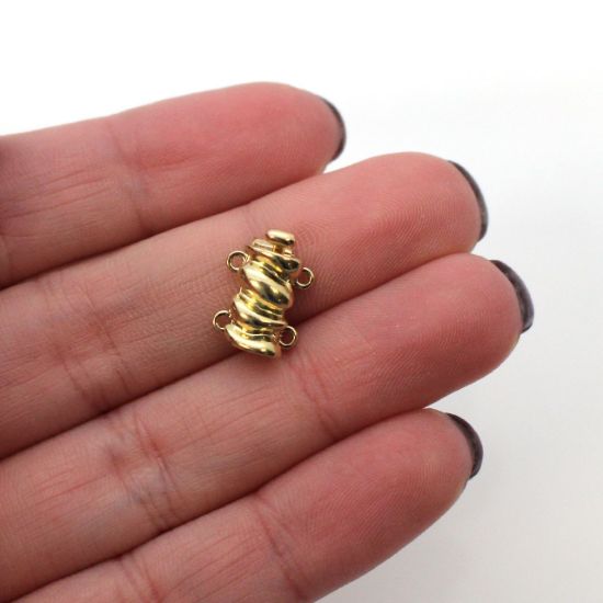 Wholesale 14K Yellow Gold Fancy Rectangular Sliding Push Clasp with 4 Rings