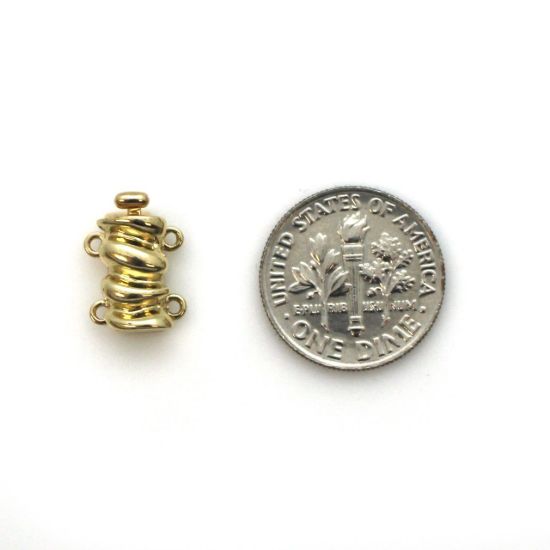 Wholesale 14K Yellow Gold Fancy Rectangular Sliding Push Clasp with 4 Rings