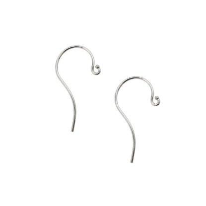 Wholesale 14K White Gold Fishhook Earwires with Ball (1 pair)