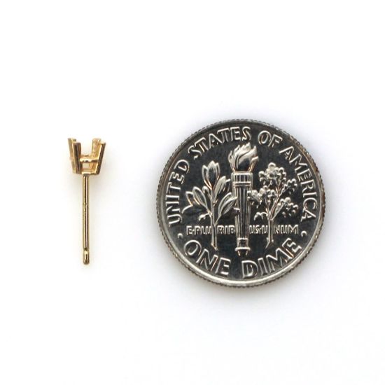 Wholesale 14K Yellow Gold 4-Prong Round Basket (15pt-3.5mm) Earring Settings and Posts  (1 pair)