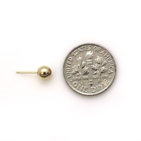 Wholesale 14K Yellow Gold Plain Ball Earring Studs (5mm)