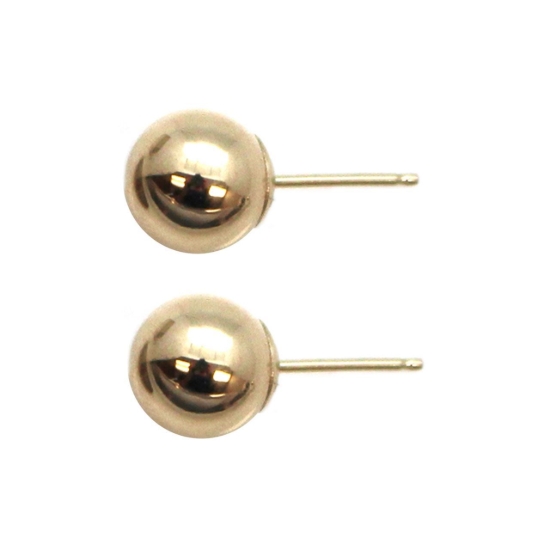 Wholesale 14K Yellow Gold Plain Ball Earring Studs (7mm)