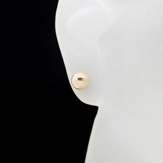 Wholesale 14K Yellow Gold Plain Ball Earring Studs (7mm)