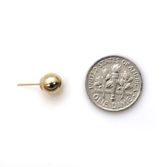 Wholesale 14K Yellow Gold Plain Ball Earring Studs (7mm)