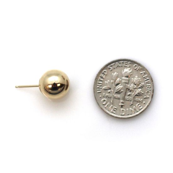 Wholesale 14K Yellow Gold Plain Ball Earring Studs (9mm)