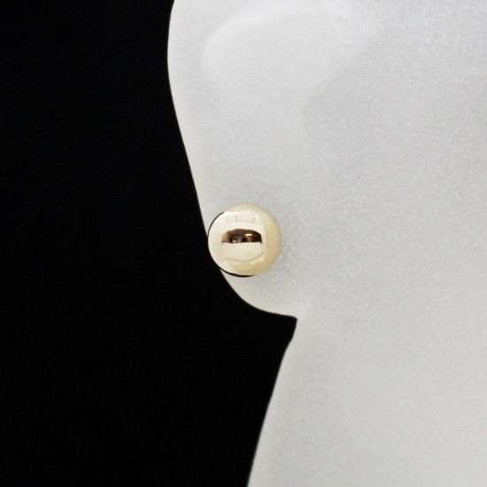 Wholesale 14K Yellow Gold Plain Ball Earring Studs (9mm)