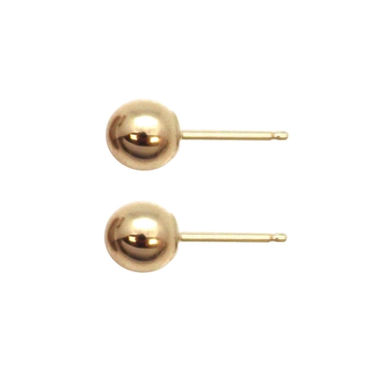 Wholesale 14K Yellow Gold Plain Ball Earring Studs (5mm)