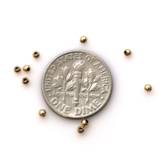 Wholesale 14K Yellow Gold Shiny 2mm Beads