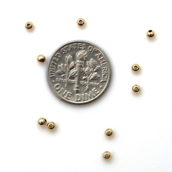 Wholesale 14K Yellow Gold Shiny 2.5mm Beads (10 pieces)