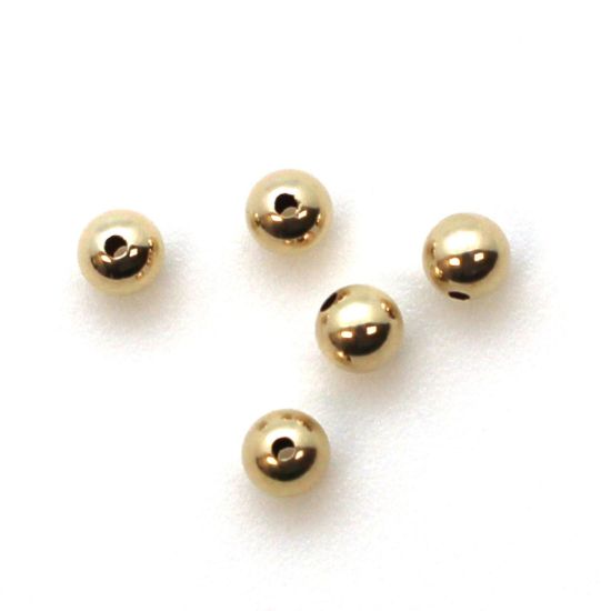 Wholesale 14K Yellow Gold Shiny 4mm Beads (5 pieces)