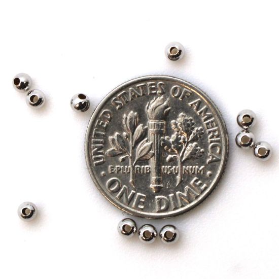 Wholesale 14K White Gold Shiny 2.5mm Beads (10 pieces)