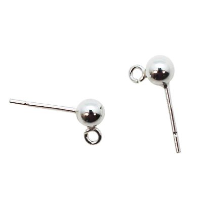 Wholesale Sterling Silver Simple Earring Studs with Open Ring (1 pair)