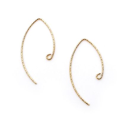 Wholesale 14K Gold Filled Earwires - Sparkle V Shape Ear Wires - Marquise Ear Wires (1 pair)