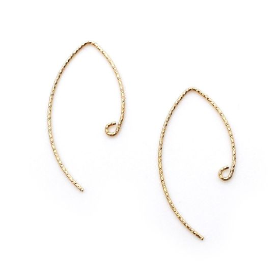 Wholesale 14K Gold Filled Earwires - Sparkle V Shape Ear Wires - Marquise Ear Wires (1 pair)