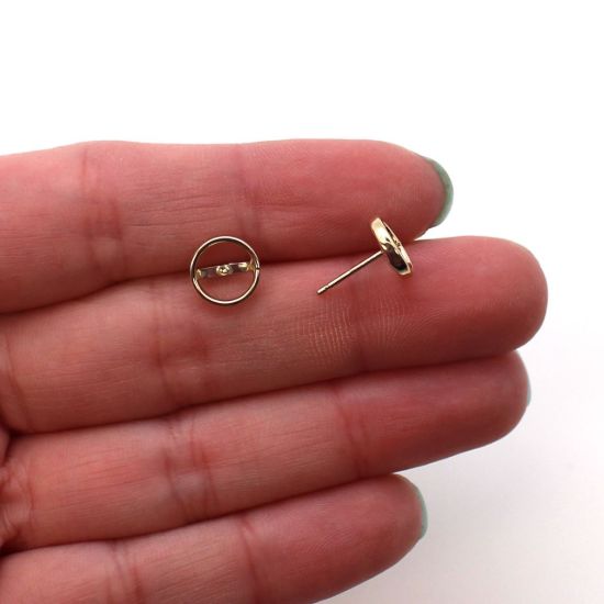 Wholesale 14K Yellow Gold Bezel Post for 7-7.5mm Pearls (1 pair)