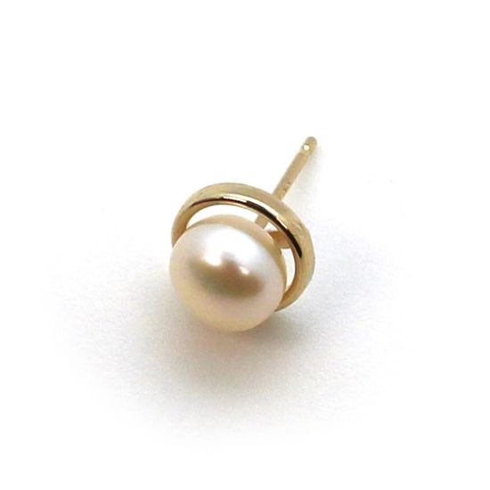 Wholesale 14K Yellow Gold Bezel Post for 7-7.5mm Pearls (1 pair)