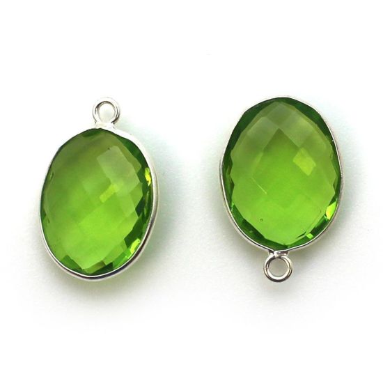 Wholesale Sterling Silver Oval Bezel Peridot Quartz Gemstone Pendant, Wholesale Gemstone Pendants for Jewelry Making