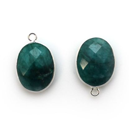 Wholesale Sterling Silver Oval Bezel Dyed Emerald Gemstone Pendant, Wholesale Gemstone Pendants for Jewelry Making