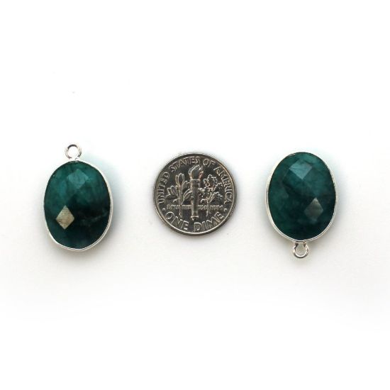 Wholesale Sterling Silver Oval Bezel Dyed Emerald Gemstone Pendant, Wholesale Gemstone Pendants for Jewelry Making