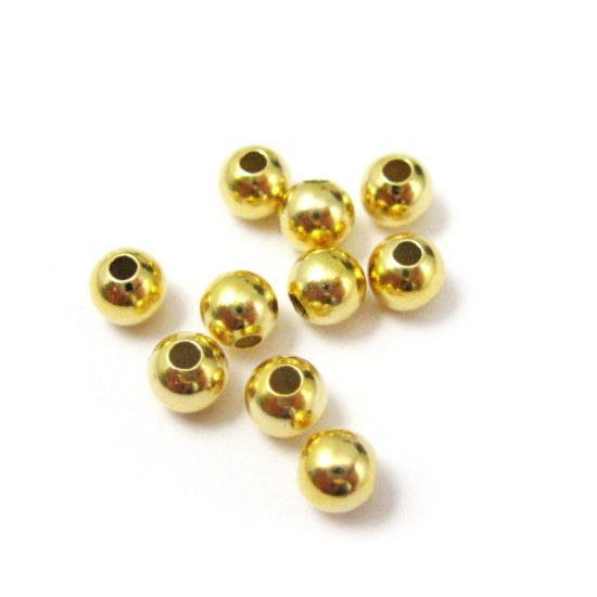 Wholesale Gold plated Sterling Silver  4mm Round Beads for Jewelry Making, Wholesale Beads and Findings