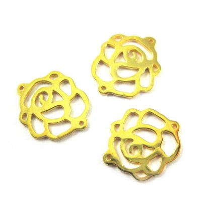 Wholesale Gold Plated Sterling Silver Rose Connector Charm, Charm and Pendants for Jewelry Making, Wholesale Findings