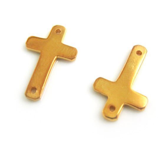 Wholesale Gold plated Sterling Silver Small Cross Charm Connector, Charms and Pendants for Jewelry Making, Wholesale Findings