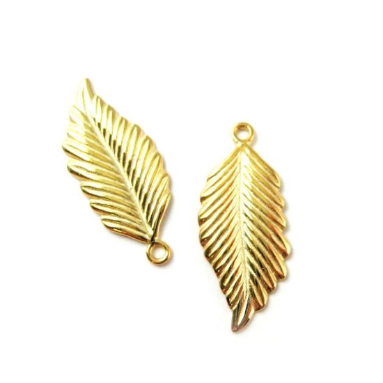 Wholesale Gold plated Sterling Silver Feather Charm, Charms and Pendants for Jewelry Making, Wholesale Findings