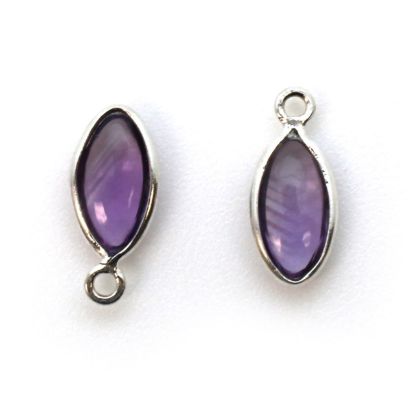 Wholesale Bezel Charm Pendant - Sterling Silver Charm - Natural  Amethyst -Tiny Marquise Shape -6x13mm
