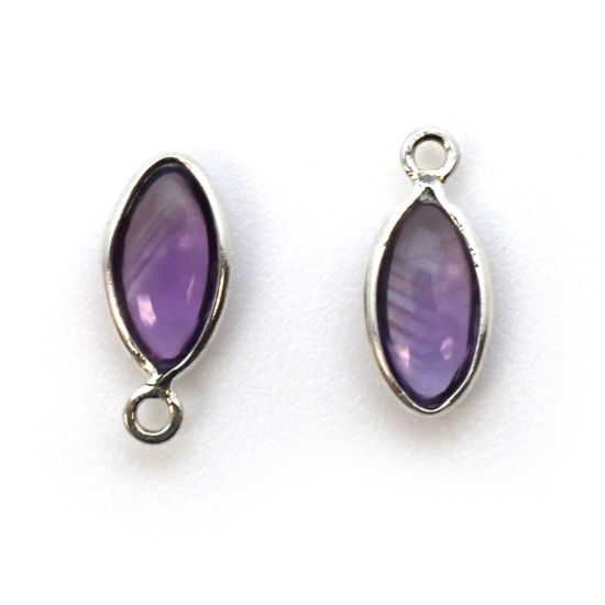 Wholesale Bezel Charm Pendant - Sterling Silver Charm - Natural  Amethyst -Tiny Marquise Shape -6x13mm