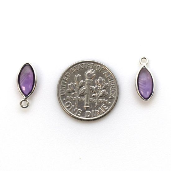 Wholesale Bezel Charm Pendant - Sterling Silver Charm - Natural  Amethyst -Tiny Marquise Shape -6x13mm