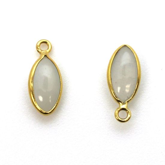 Wholesale Bezel Charm Pendant - Gold Plated Sterling Silver Charm - Natural  Moonstone -Tiny Marquise Shape -6x13mm