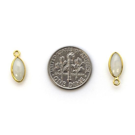 Wholesale Bezel Charm Pendant - Gold Plated Sterling Silver Charm - Natural  Moonstone -Tiny Marquise Shape -6x13mm