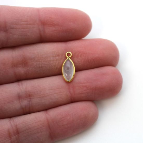 Wholesale Bezel Charm Pendant - Gold Plated Sterling Silver Charm - Natural  Moonstone -Tiny Marquise Shape -6x13mm